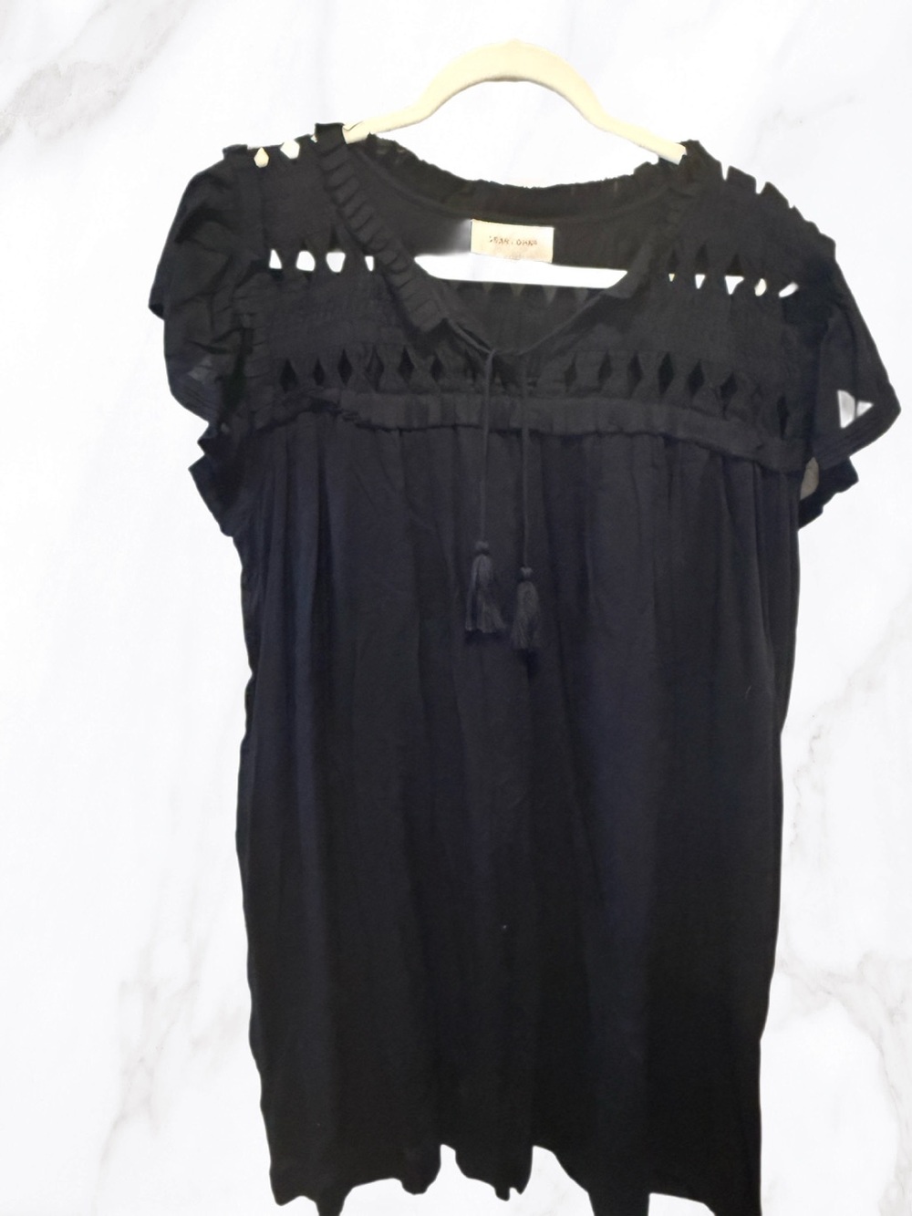 Dear John Black Crochet Yoke Tunic